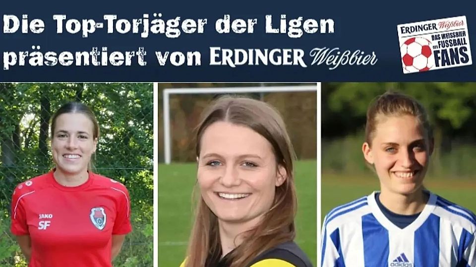 Sandra Funkenhauser, Verena Kiermaier und Mona Schomber (v.l.n.r.) sind die besten Torjägerinnen der Bezirksliga 01.
