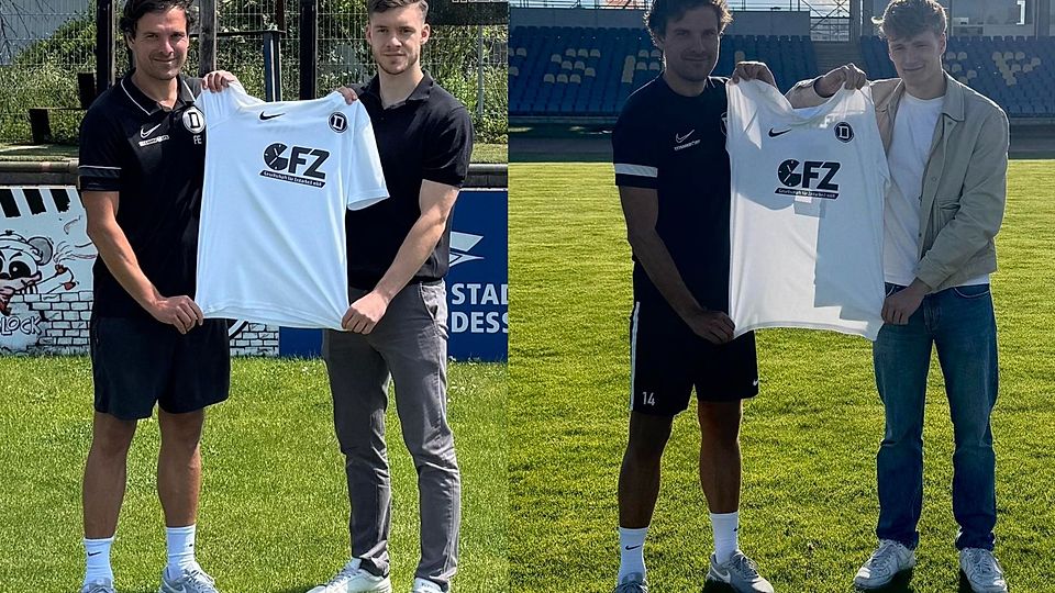 Mit Moritz Singbeil (l.) und Rune-Kjell Litzenberg (r.) hat der SV Dessau 05 die ersten Neuzugänge des Sommers vorgestellt.