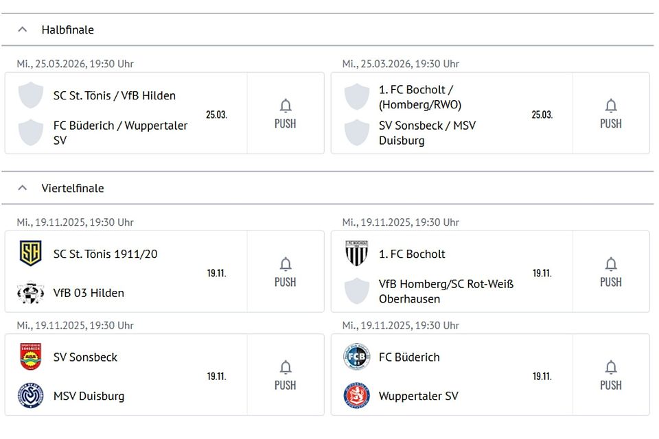 Das Ergebnis der Auslosung (genaue Terminierungen stehen noch unter Vorbehalt.) Das Ergebnis der Auslosung (genaue Terminierungen stehen noch unter Vorbehalt.)