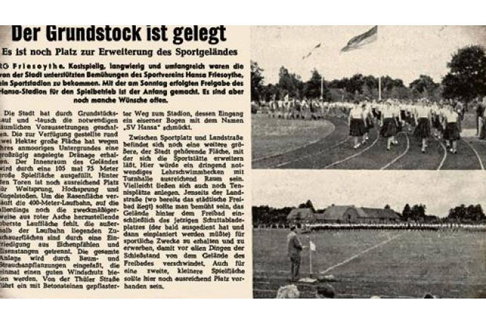 Gespielt wurde auf dem Gelände an der Thüler Straße schon seit 1953. Das Stadion wurde aber erst acht Jahre später eröffnet (die Ð  berichtete am 26. Juli 1961). Ulf Middendorf