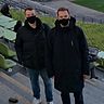 Antonio und Nico während der Corona-Pandemie im Olympia-Stadion. Beide sind heute Redakteure im Ippen Verlag.