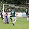 Bereits nach vier Minuten brachte Michael Meir den TSV Meitingen gegenden FC Horgau (von links Felix Häberl, Elias Schmid und Roland Ammann) in Führung und konnte mit Daniel Deppner (Nummer 28) jubeln.