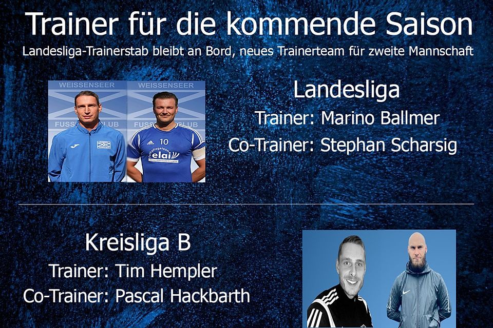 Der Weißenseer FC baut in der Landesliga-Mannschaft auf Kontinuität und bringt frischen Wind in die zweite Mannschaft.