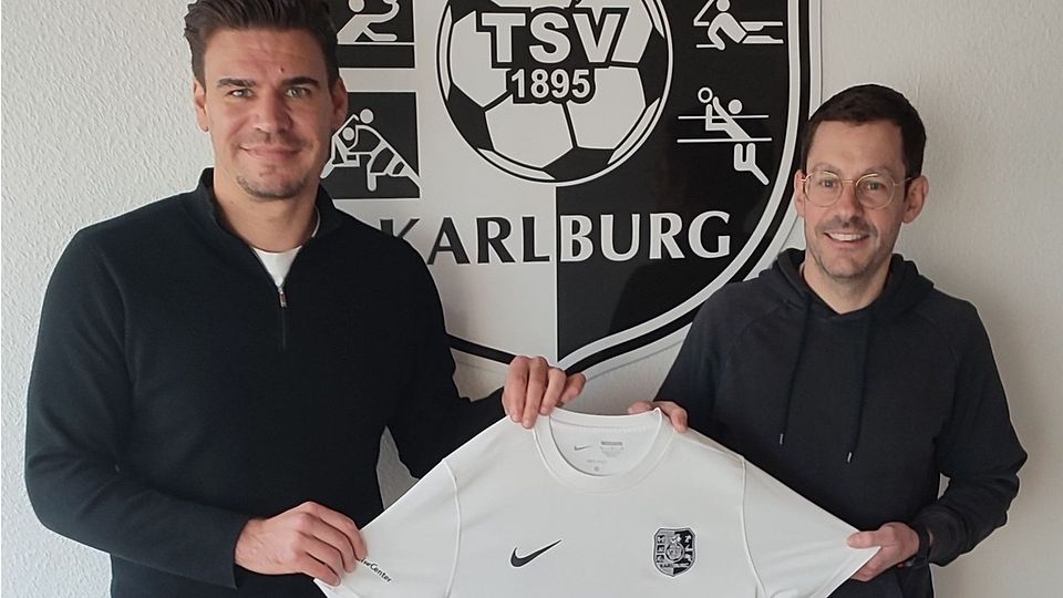 Christopher Bieber (li.) übernimmt ab Sommer als neuer Trainer beim TSV Karlburg, sehr zur Freude von Fußball-Vorstand Manuel Steigerwald.