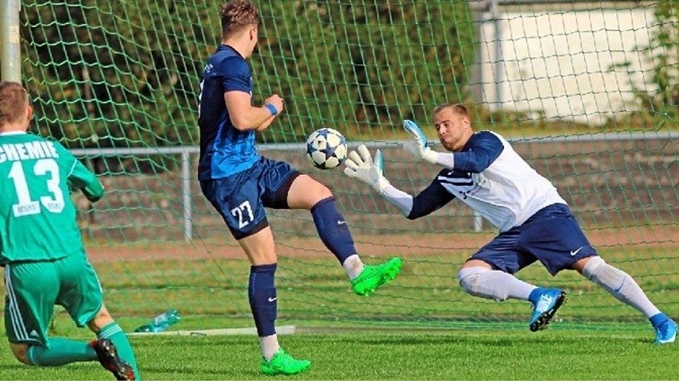 Hier erzielte Sebastian Krumbholz das zwischenzeitliche 2:1 für den TSV.  ©MZV