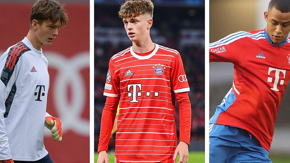 Die Bayern-Talente Tom Ritzy Hülsmann (l.), Paul Wanner und Tarek Buchmann (r.) gehören zu Nagelsmanns größten Hoffnungen.