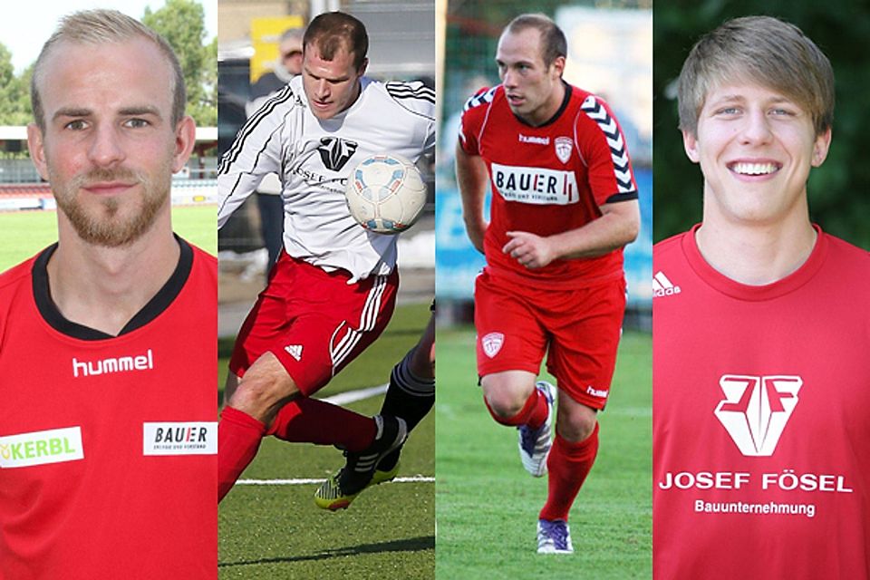 Uli Fries (v.li.) ist noch auf Vereinssuche, Joe Bechmann wechselt nach Schweinfurt, Harald Bonimeier nach Erlbach und Manuel Müller ebenfalls zum FC 05. Montage: FuPa