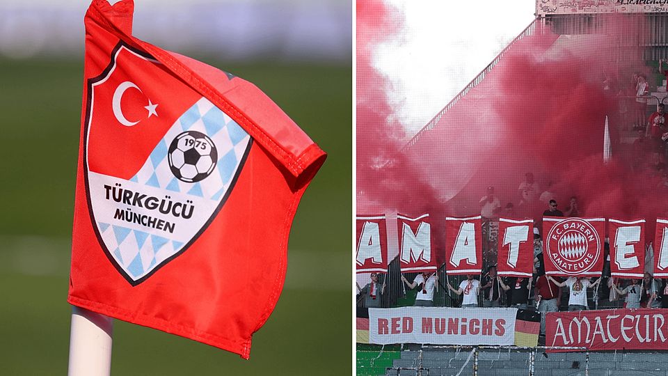 Die Fans des FC Bayern II (re.) zündeln gern. Dafür wird der FCB mit einem Punktabzug und einer Geldstrafe belegt. Auch Türkgücü München muss für die Absage des Spiels gegen Aschaffenburg zahlen.
