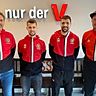 Die sportliche Leitung des SSV Eggenfelden mit Spielertrainer Tobias Huber (zweiter von links) und Manuel Schmidhuber (zweiter von re.) 