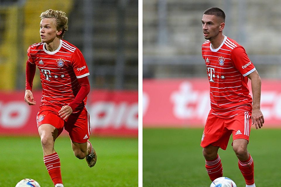 Frans Krätzig (l.) und Leon Fust verlängern ihre Verträge beim FC Bayern München.