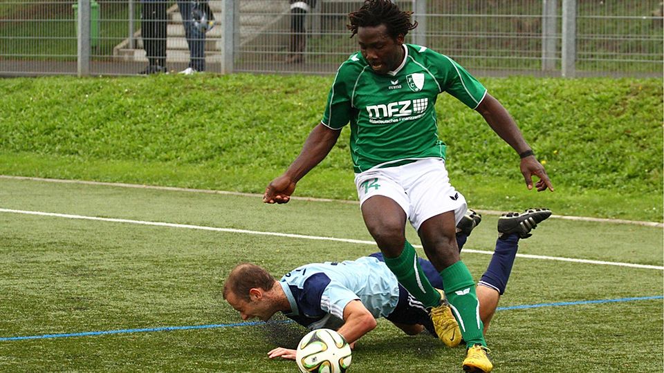 Janvier Noudem (grün) erzielte an diesem Spieltag gleich fünf Treffer. F: Rinke