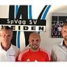 Vlnr: Rainer Fachtan, Vorstand – Matthias Götz, neuer Torwart – Andreas Scheler, Trainer Foto: Dagmar Nachtigall