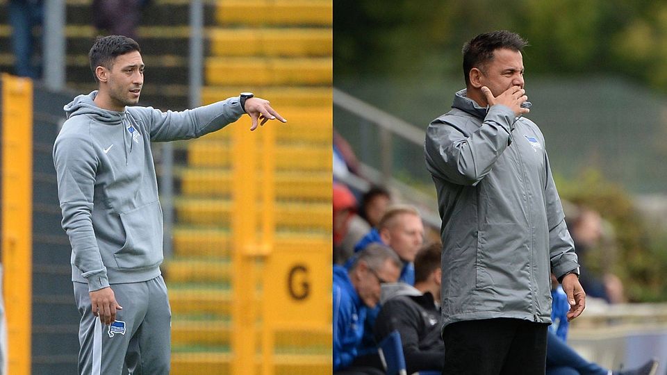 Malik Fathi (li.) und Levent Selim (r.) agieren künftig als Trainer-Duo bei Herthas Regionalliga-Mannschaft.