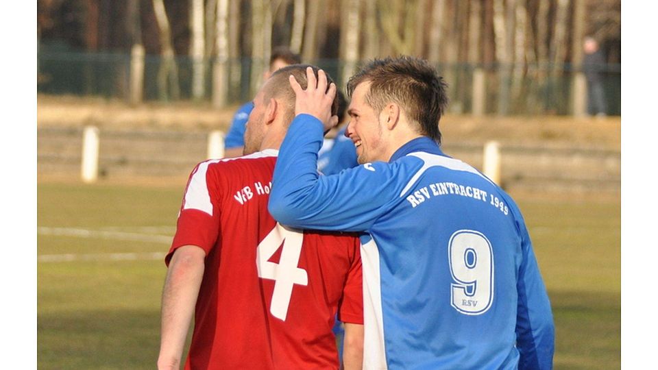 Daniel Scheinig (r.) hatte auch gegen Hennigsdorf gut lachen. F: Thiemig