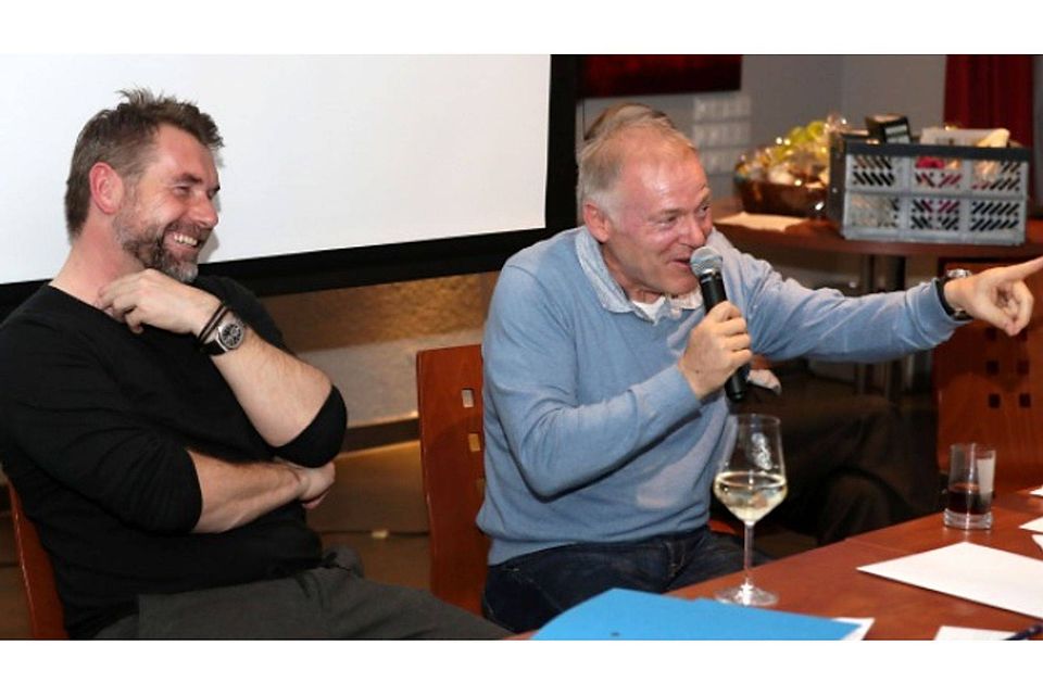 Spannend und nicht selten auch lustig war's mit Hermann Gerland (r.) und Bernd Hollerbach. Fotos: Sportfoto Zink