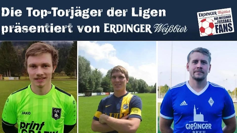 Hubert Holzer (l.) gewinnt 15 Kisten ERDINGER Weißbräu. Torgleich hinter ihm landen Martin Plonner und Florian Petereit (r.).