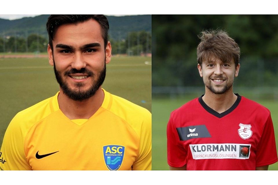Zwei Spieler, die dem 11. Landesliga-Spieltag ihren Stempel aufgedrückt haben. Links: Nazmi Bulut vom ASC Neuenheim und rechts David Bechtel vom FC Bammental.