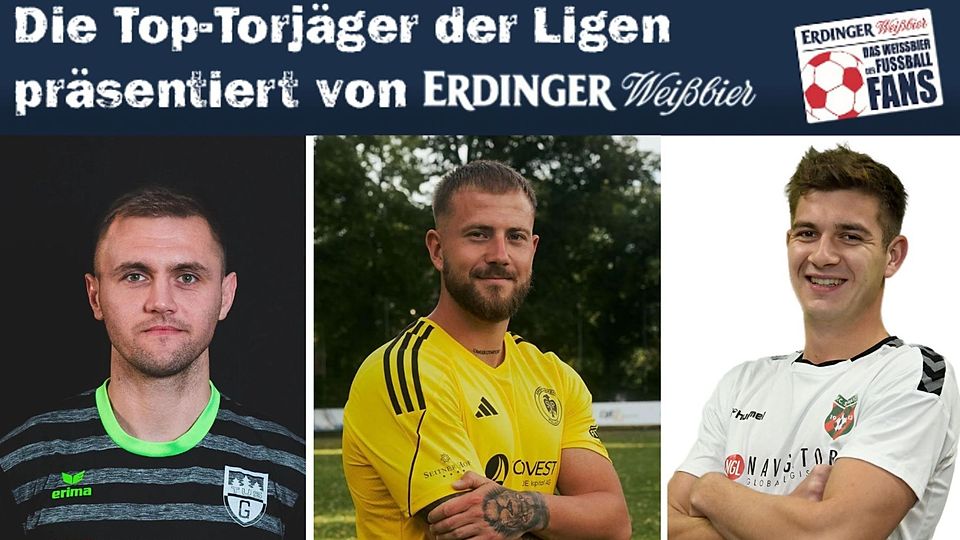 Srdan Ivkovic, Gilbert Diep und Raffael Ascher (v.l.) führen die Torschützenliste der Landesliga Südost an. 