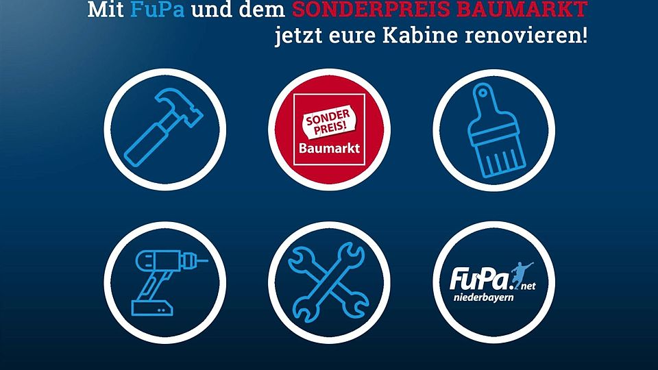 FuPa sucht zusammen mit Sonderpreis Baumarkt 3 Vereine für eine Kabinenrenovierung. 