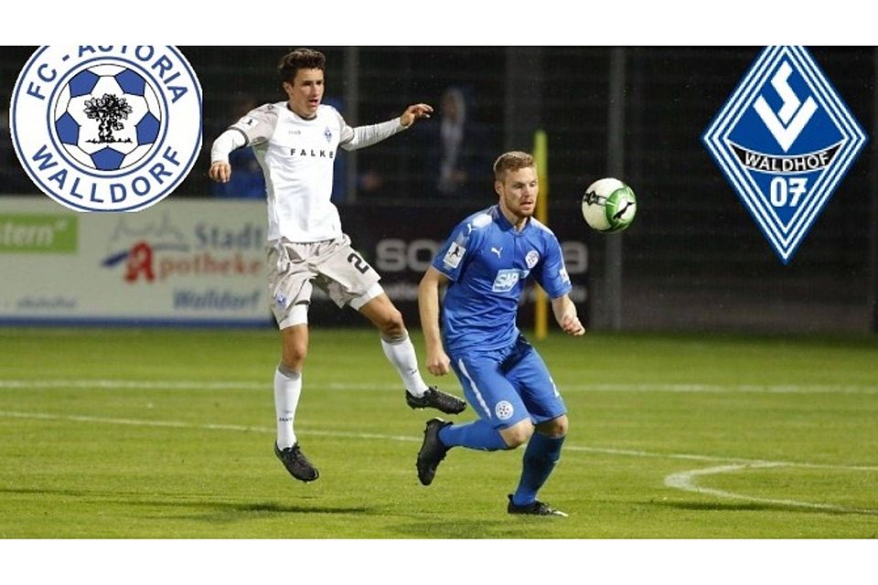 Der FCA Walldorf (blau) und der SV Waldhof Mannheim sehen sich am 18. Oktober wieder. F: Pfeifer