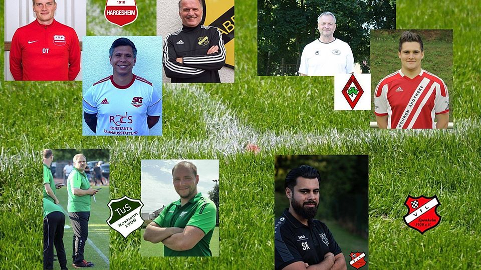 Alte und neue Konstellationen: Oliver Traut, Christopher Bernabé und Alfred Gäns (TSV Hargesheim), Bernd Dilfer und Fabian Müller (FSV Rehborn), Sinan Kaya (VfL Sponheim), Nico Richter und Achim Reimann (TuS Roxheim) (von links oben im Uhrzeigersinn).