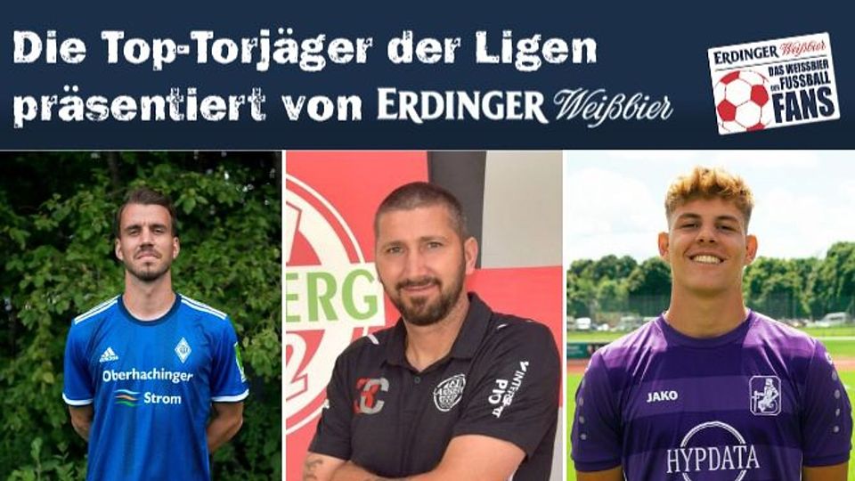 Karger (links) hat mit 19 Treffern in 19 Spielen die beste Torquote aller Top Ten Torjäger der Bayernliga Süd. Mölders (links) traf in 21 Spielen 19 mal; Kania (rechts) netzte in 21 Partien 16 mal ein.