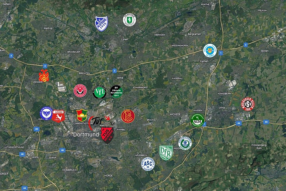 Die "Dortmunder" Staffel 8 mit zwölf Vereinen aus Dortmund sowie sechs aus den angrenzenden Städten Holzwickede, Lünen, Unna und Kamen.