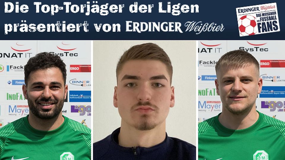 Nach Doppelpack gegen Manching: Julian Kristo (m.) von Freising schiebt sich mit fünf Treffern an die Spitze der Torschützenliste.