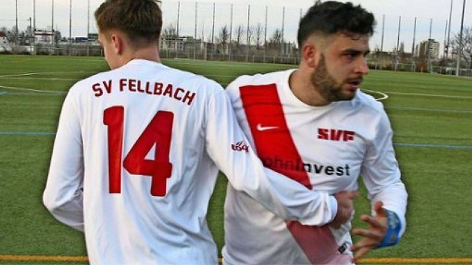 Kevin Schmieg (links) und Alessandro De Giovanni treffen für den SV Fellbach II. Foto: Dominique Wehrle
