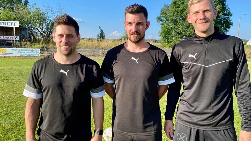 Die neuen Gesichter des SVS: Das Trainerduo Michael Görlitz (v.l.) und Bernd Rosinger sowie Torwart-Coach Fabian Diez.