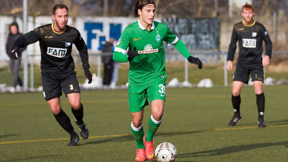 Tobias Schwede war im Februar 2015 mit Bremen II zu Gast beim Test gegen den 1. FC Magdeburg. F: Harbke