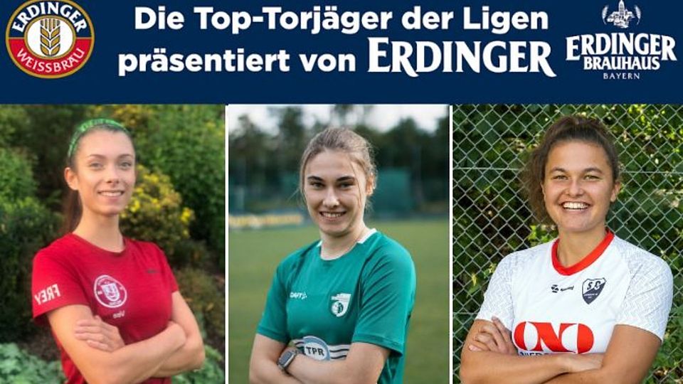 Lena Jocher (mi.) und Verena Grad (l.) sind beide gleich auf im Wettkampf um die 15 Kästen ERDINGER, dicht gefolgt von Magdalena Biersack (r.).