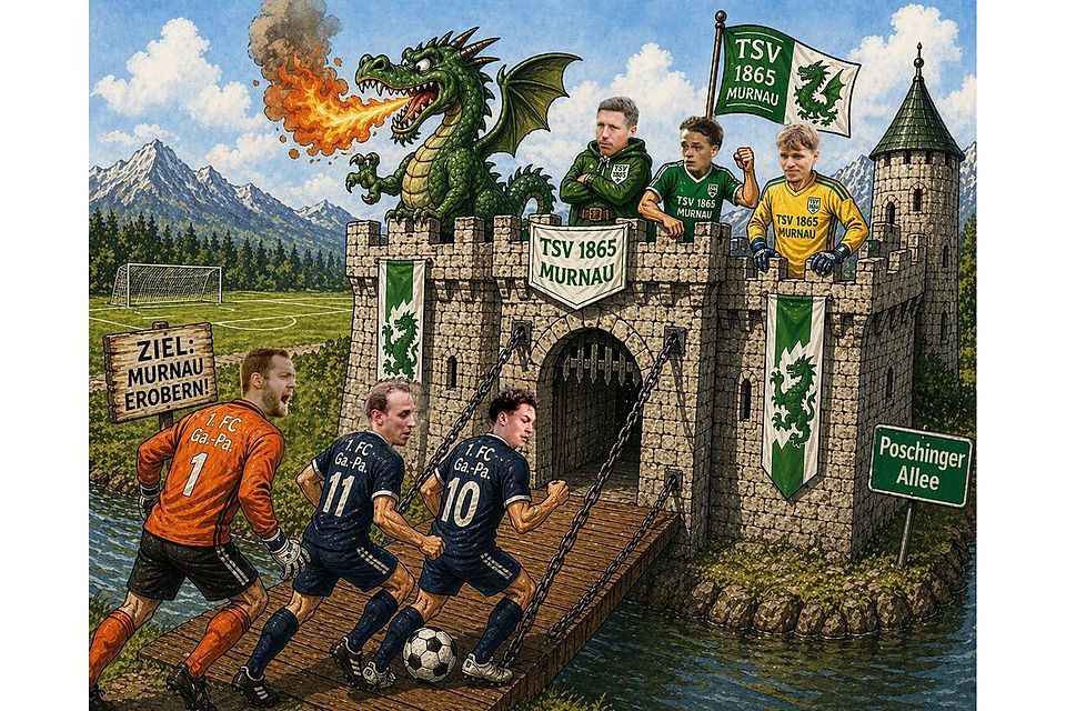 Greifen die Heimmacht an: Die Garmisch-Partenkirchner um (v.v.l.) David Salcher, Jonas Poniewaz und Jonas Schrimpf gehen selbstbewusst ins Derby gegen Murnaus (h.v.l.) Martin Wagner, Bastian Adelwart und Fabio Grund.