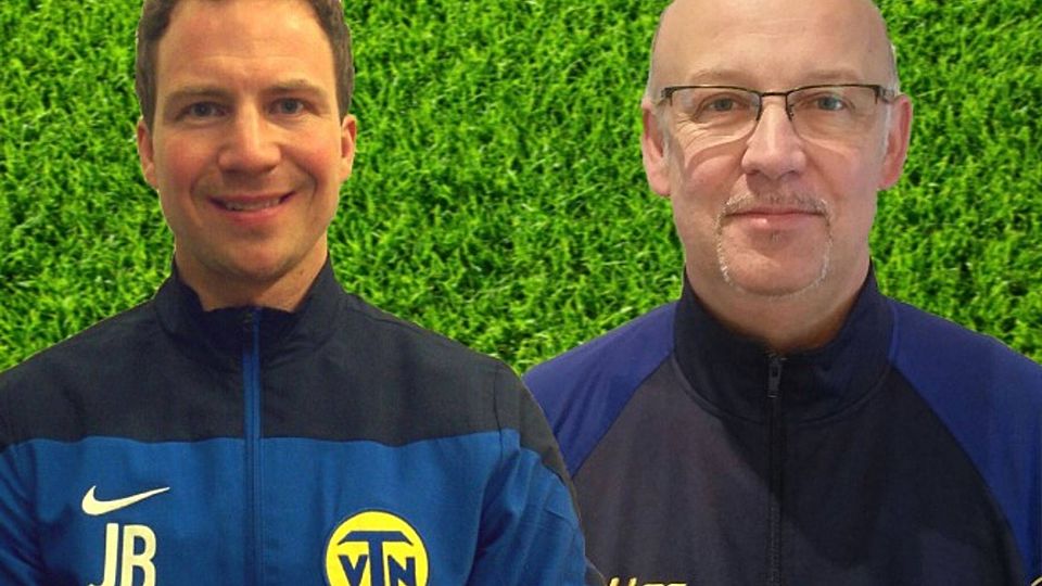 Trainer Jens Bergander (links) und Co-Trainer Ralf Rieke wollen mit dem TV Neuenkirchen den Klassenerhalt schaffen. F: Timo Radke