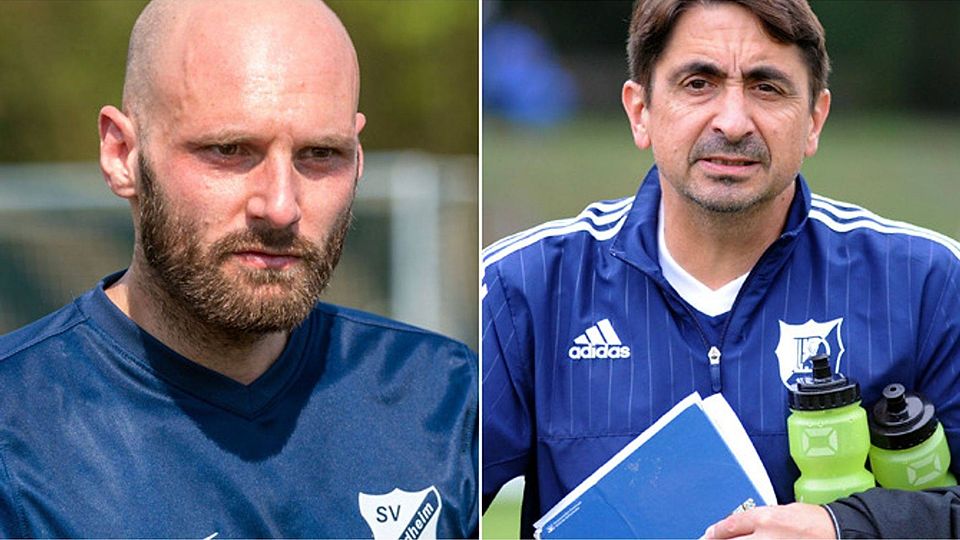 André Fuchs (links) verlässt im Sommer den SV Feldheim und wird neuer Trainer beim SV Donaumünster, wo Ewald Gebauer (rechts) nach fünf Jahren seine Sachen packt.   F.: Bauer, Izso