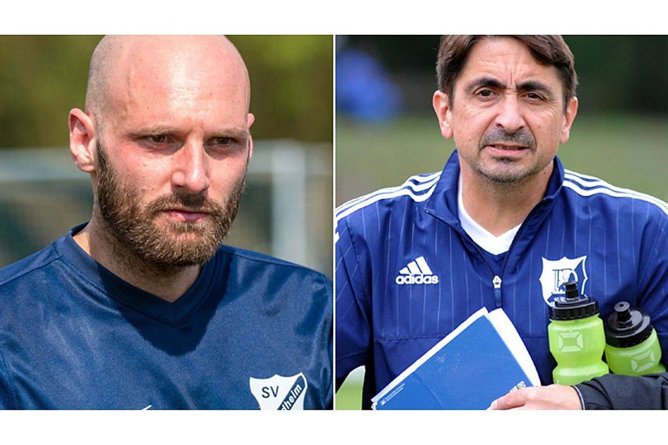 André Fuchs (links) verlässt im Sommer den SV Feldheim und wird neuer Trainer beim SV Donaumünster, wo Ewald Gebauer (rechts) nach fünf Jahren seine Sachen packt.   F.: Bauer, Izso