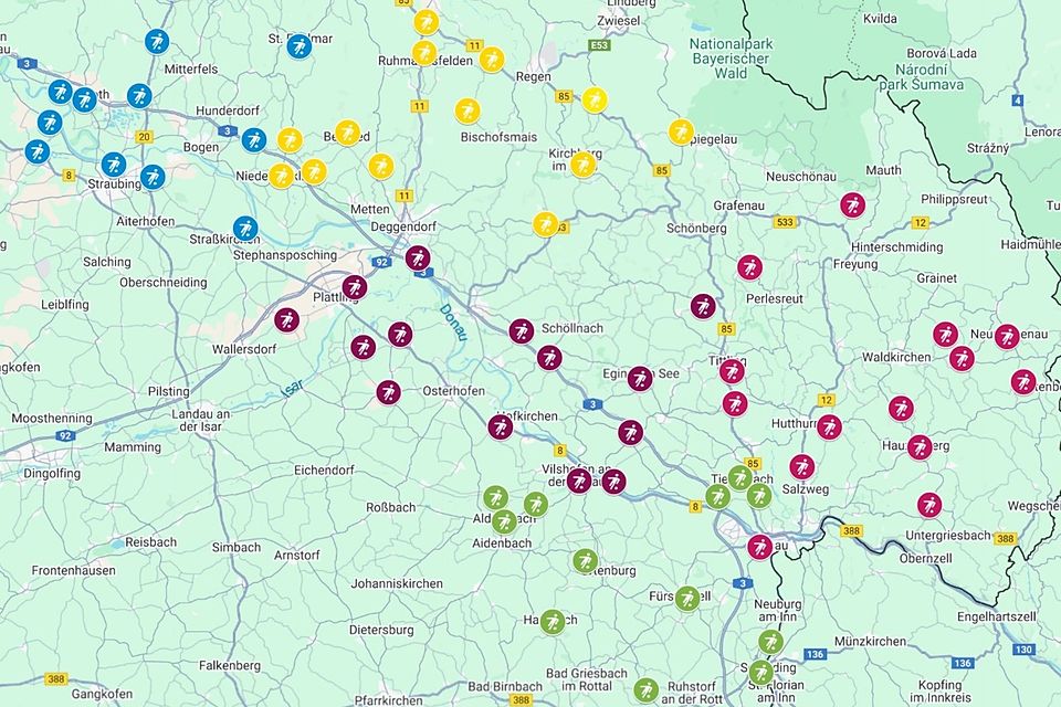 Die geografische Zusammensetzung der fünf Kreisklassen