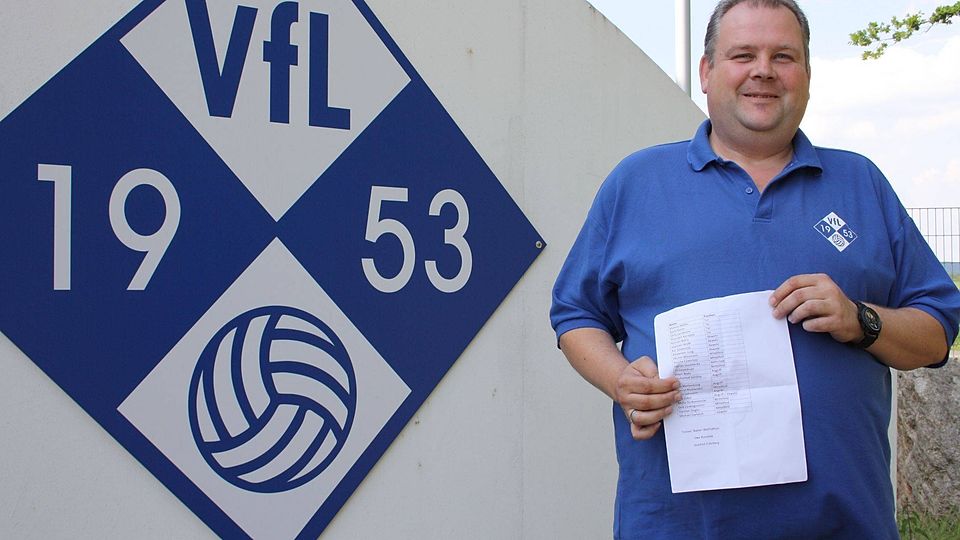 Seit 20 Jahren Geschäftsführer des Klubs: Wolfram Wüllner hat seine „Elf des Jahrtausends“ beim VfL Klosterbauerschaft auf einem Zettel festgehalten. 