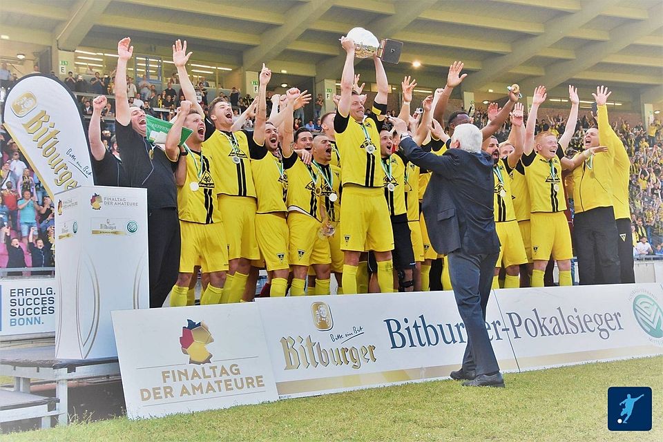 Alemannia Aachen beim Mittelrheinpokal-Sieg 2019.
