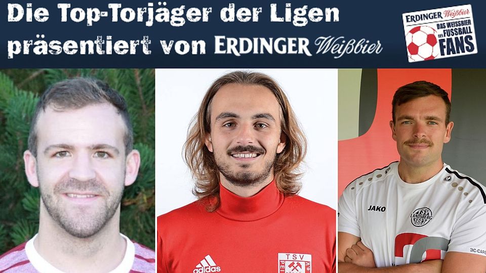 Josef Sontheim (l.), Johannes Jungmann (m.) und Ferdinand Hibler (r.) stehen neben drei weiteren Spielern bei zwei Toren nach dem ersten Spieltag in der Kreisliga.