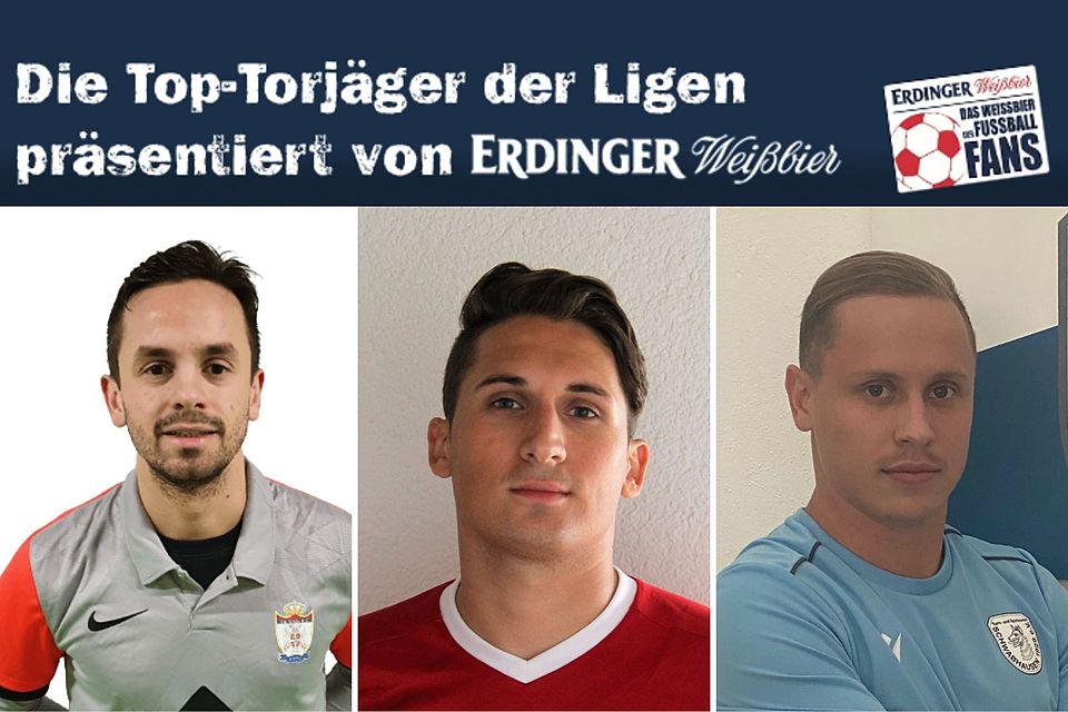 Die drei besten Torjäger der Kreisklassen Münchens: Saponaro (l.), Kovacevic (M.) und Henning (r.)