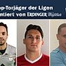 Die drei besten Torjäger der Kreisklassen Münchens: Saponaro (l.), Kovacevic (M.) und Henning (r.)