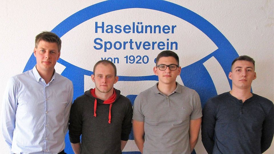 Neuzugänge für den Haselünner SV: Sebastian Schulte (Freundeskreis Fußball), Marcel Franke, Philipp Sandhaus und Dennis Moor.
