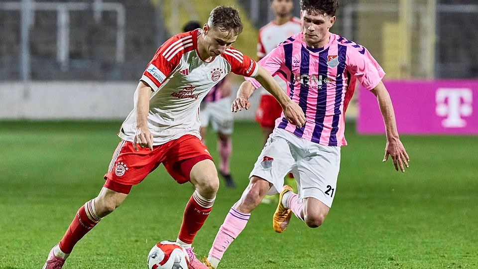 Nur er traf für Bayern: Lovro Zvonarek (li.) erzielte gegen Aubstadt das 1:0. Die Gäste glichen kurz vor Schluss aus.