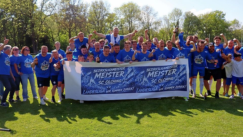 „Landesliga wir kommen zurück“: Nach nur einer Saison geht es für Olching wieder nach oben.