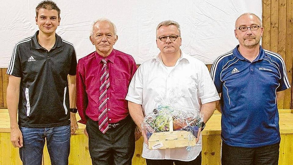 Die alten und die neuen Staffelleiter in den Münsinger Fußball-Ligen (v. l.): Daniel Leyhr, Richard Grübel, Uwe Stark, der nach zehn Jahren aufhört, und Marco Engesser.