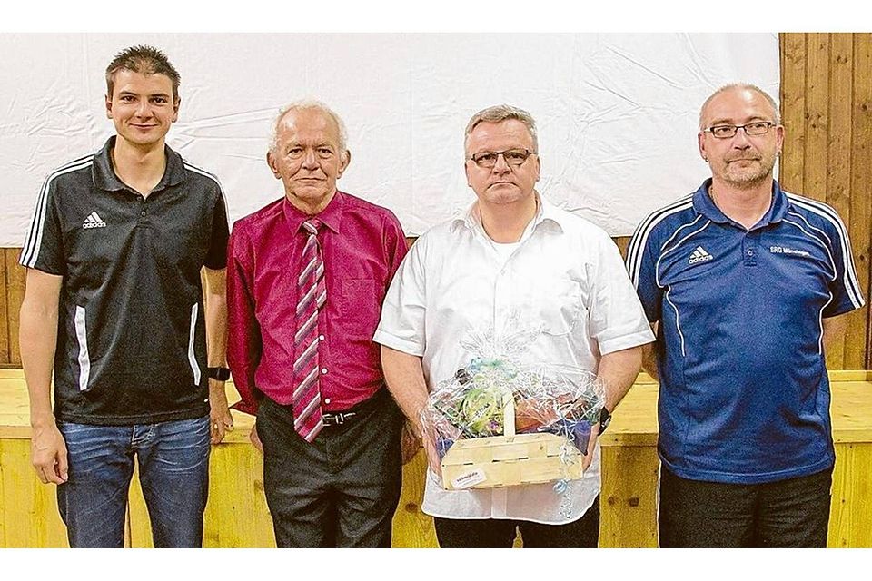 Die alten und die neuen Staffelleiter in den Münsinger Fußball-Ligen (v. l.): Daniel Leyhr, Richard Grübel, Uwe Stark, der nach zehn Jahren aufhört, und Marco Engesser.