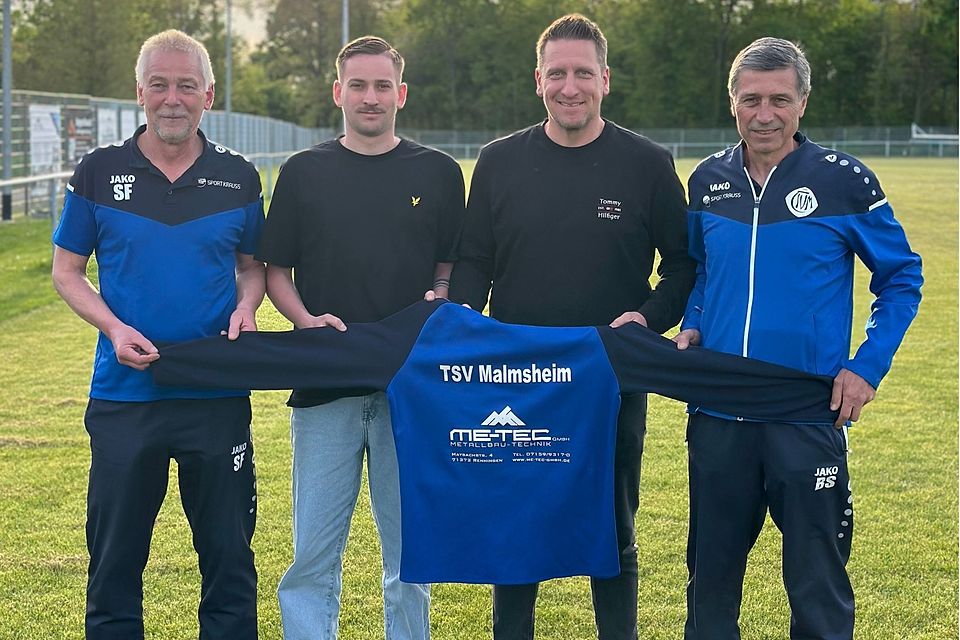 Von links: Stefan Frech (Abteilungsleiter), Fabian Kapp (Co-Trainer), Sebastian Hundt (Cheftrainer), Bernd Schüle (Abteilungsleiter). Foto: TSV Malmsheim Von links: Stefan Frech (Abteilungsleiter), Fabian Kapp (Co-Trainer), Sebastian Hundt (Cheftrainer), Bernd Schüle (Abteilungsleiter). Foto: TSV Malmsheim