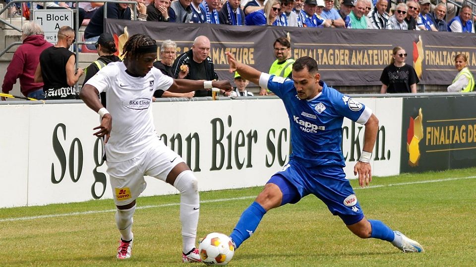 Shai Neal (links) und der TSV Schott Mainz trafen in den letzten Jahren immer wieder auf den FK Pirmasens (rechts: Luka Dimitrijevic). 