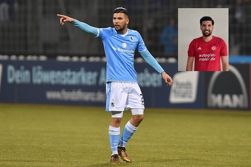 Ein paar Jahre her: Ugur Türk Anfang 2018 in Diensten des TSV 1860 München (großes Bild) und acht Jahre später im Trikot des kleinen Bruders aus Rosenheim (kleines Bild). Ein paar Jahre her: Ugur Türk Anfang 2018 in Diensten des TSV 1860 München (großes Bild) und acht Jahre später im Trikot des kleinen Bruders aus Rosenheim (kleines Bild).